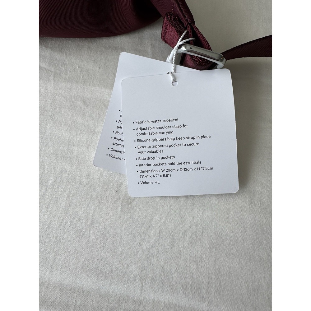 NEW Lululemon City Essential Shoulder Bag 4L Burgundy Bay Adjustable Strap Purse - Picture 3 of 8